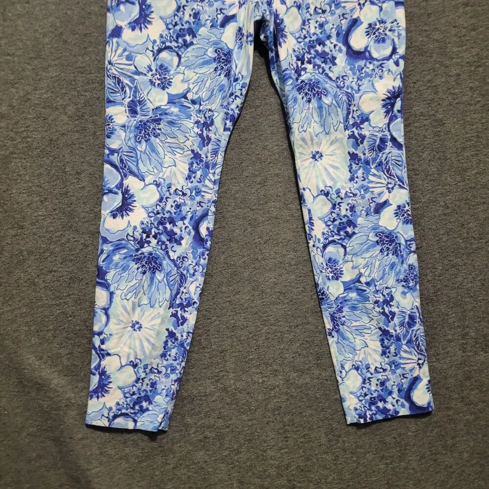 Lilly Pulitzer 8 pants Kelly Skinny Ankle Coastal Blue Catch n Keep blue flower